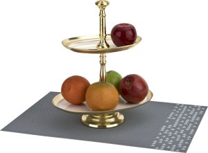 Ewax Patera metalowa dwupoziomowa owalna z białym szkliwem 2975 5