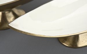 Ewax Półmisek dekoracyjny duży 51 cm biało-złoty metalowy 3