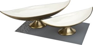 Ewax Półmisek dekoracyjny duży 51 cm biało-złoty metalowy 6