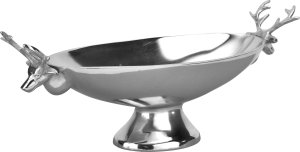Ewax Patera dekoracyjna z Reniferami srebrna metalowa 45 cm 2