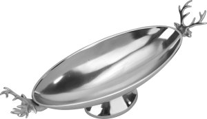 Ewax Patera dekoracyjna z Reniferami srebrna metalowa 45 cm 3