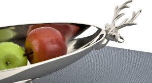 Ewax Patera dekoracyjna z Reniferami srebrna metalowa 45 cm 5