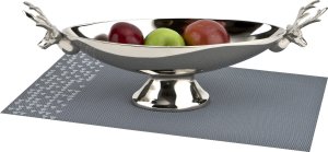 Ewax Patera dekoracyjna z Reniferami srebrna metalowa 45 cm 6