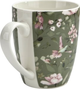 Veroni Kubek porcelanowy 360 ml  Grande ciemnozielony wzór 1 3