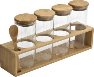 Chomik Komplet 4 słoików 400 ml z bambusową półką 0765 2