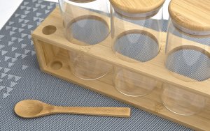 Chomik Komplet 4 słoików 400 ml z bambusową półką 0765 8