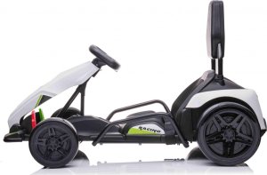 Jokomisiada Gokart Fast 3 Drift na akumulator dla dzieci Biały + Funkcja driftu + Silniki 2x150W + Radio LED + Pasy 2