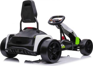 Jokomisiada Gokart Fast 3 Drift na akumulator dla dzieci Biały + Funkcja driftu + Silniki 2x150W + Radio LED + Pasy 5