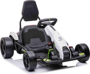Jokomisiada Gokart Fast 3 Drift na akumulator dla dzieci Biały + Funkcja driftu + Silniki 2x150W + Radio LED + Pasy 6