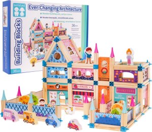 Triton Drewniany Domek Księżniczki dla dzieci 3+ Klocki 278 el. + Figurki + Łączniki + Instrukcja 2