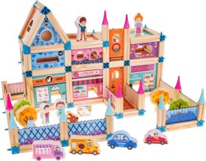 Triton Drewniany Domek Księżniczki dla dzieci 3+ Klocki 278 el. + Figurki + Łączniki + Instrukcja 3