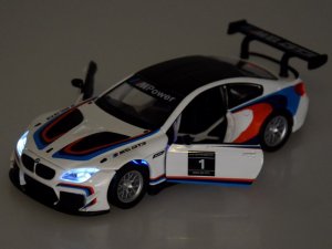 Jokomisiada Auto metalowe model sportowe BMW M6 GT3 skala 1:32 światło dźwięk ZA4613 5