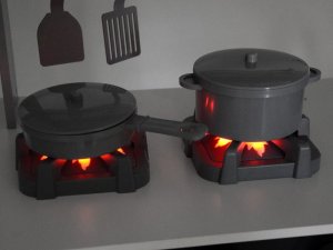 Jokomisiada Duża szara Kuchnia drewniana światło dźwięk garnki ZA4829 8