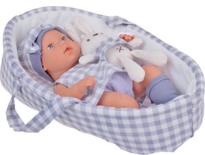 Jokomisiada Bobas Lalka Noworodek ubrana szara czapka sukienka maskotka królik ZA5007 2