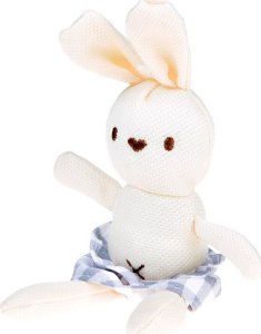 Jokomisiada Bobas Lalka Noworodek ubrana szara czapka sukienka maskotka królik ZA5007 9