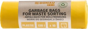 Donau Worki na śmieci DONAU ECO, do segregacji plastiku, 120l, 10 szt., żółte 1