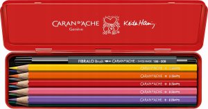 Caran d`Arche Kredki akwarelowe CARAN D'ACHE, Keith Haring, 10 szt. + 1 czarny flamaster Fibralo Brush 1