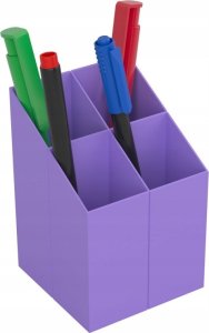 ICO Przybornik na biurko ICO kwadratowy, plastikowy, 4 komory, fioletowy 2