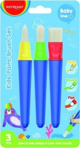 Keyroad Pędzle dla dzieci KEYROAD, 3 szt. płaski, punktowy, okrągły, blister 2