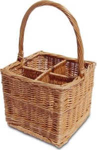 WickerPL WIKLINOWY KOSZ NA 4 BUTELKI w kolorze naturalnym 28X28 H23 CM 1