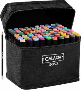 GALAXIA MARKERY ALKOHOLOWE 80 SZT Flamastry Mazaki Pisaki Dwustronne Pro + TORBA 1