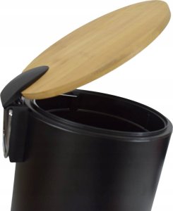 Kosz na śmieci Sepio Kosz na śmieci 5L + szczotka do wc stylowe czarne wytrzymałe drewno modne 3