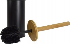 Kosz na śmieci Sepio Kosz na śmieci 5L + szczotka do wc stylowe czarne wytrzymałe drewno modne 6