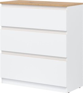 BogFran Komoda mała z szufladami niska dąb Biała REMI RM02 2