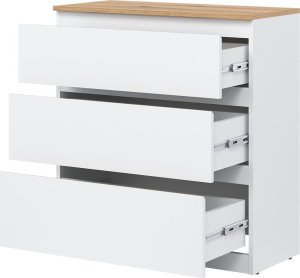 BogFran Komoda mała z szufladami niska dąb Biała REMI RM02 3