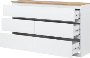 BogFran Komoda duża z szufladami niska dąb Biała REMI RM03 3