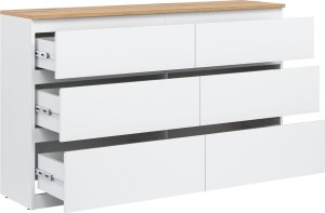 BogFran Komoda duża z szufladami niska dąb Biała REMI RM03 7
