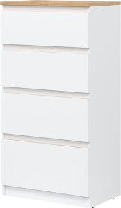 BogFran Komoda wąska z szufladami dąb Biała REMI RM04 2