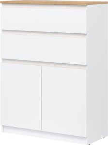 BogFran Komoda wysoka z szufladami dąb Biała REMI RM05 2