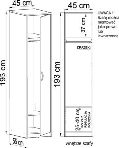 Bestseller Szafa Słupek Sz07 Olcha 55x45x193 cm 2