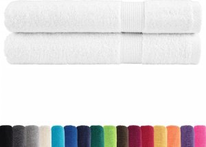 vidaXL Ręczniki kąpielowe premium, 2 szt., białe, 100x200 cm, bawełna 2