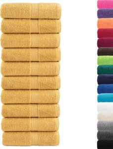 vidaXL vidaXL Ręczniczki premium, 10 szt, złote, 30x30 cm, bawełna, 600 g/cm 2