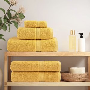 vidaXL vidaXL Ręczniczki premium, 2 szt., złote, 30x30 cm, bawełna, 600 g/cm 3