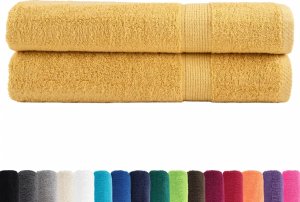vidaXL Ręczniki premium, 2 szt., złote, 100x200 cm, bawełna 100% 2