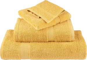 vidaXL Ręczniki premium, 2 szt., złote, 100x200 cm, bawełna 100% 4