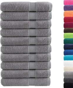 vidaXL vidaXL Ręczniki premium, 10 szt., szare, 100x200 cm, bawełna 100% 2