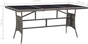 vidaXL vidaXL Stół ogrodowy, szary, 170 x 80 x 74 cm, polirattan 6