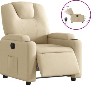 vidaXL vidaXL Elektryczny fotel rozkładany, kremowy, obity tkaniną 2