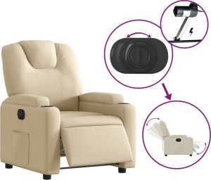 vidaXL vidaXL Elektryczny fotel rozkładany, kremowy, obity tkaniną 6