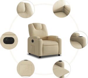 vidaXL vidaXL Elektryczny fotel rozkładany, kremowy, obity tkaniną 8
