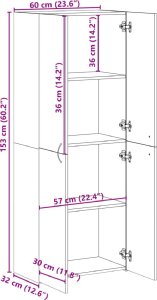 vidaXL vidaXL Szafka na dokumenty, szarość betonu, 60x32x153 cm 9