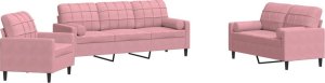 vidaXL vidaXL 3-cz. zestaw wypoczynkowy z poduszkami, różowy, aksamit 2