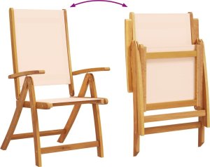 vidaXL vidaXL Składane krzesła ogrodowe, 8 szt., drewno akacjowe i textilene 4