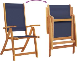 vidaXL vidaXL Składane krzesła ogrodowe, 8 szt., drewno akacjowe i textilene 5