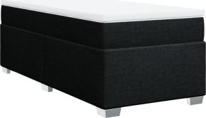 vidaXL Łóżko kontynentalne z materacem, czarne, tkanina, 100x200 cm 2