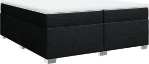vidaXL Łóżko kontynentalne z materacem, czarne, tkanina, 200x200 cm 2